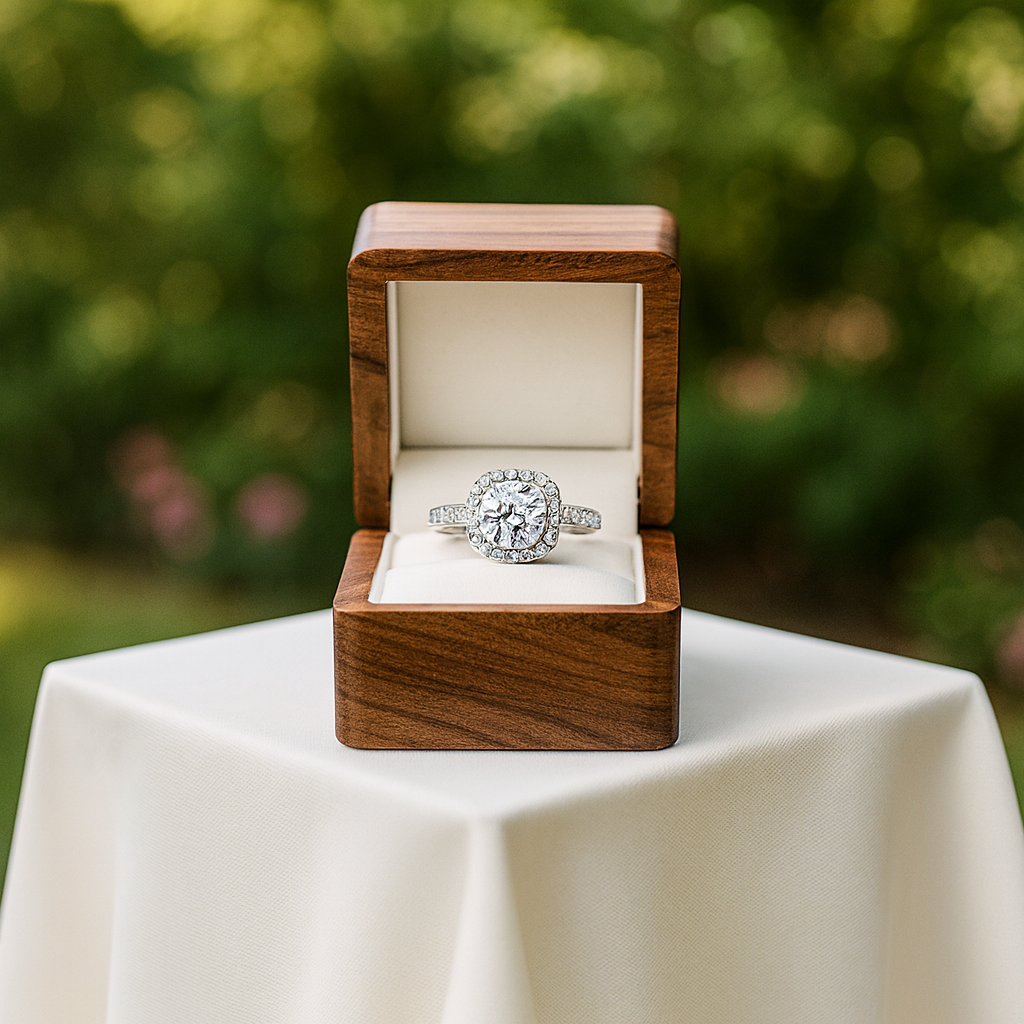 3.0 Ct Round Brilliant Diamond Halo Engagement Ring-Black Diamonds New York