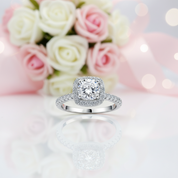 3.0 Ct Round Brilliant Diamond Halo Engagement Ring-Black Diamonds New York