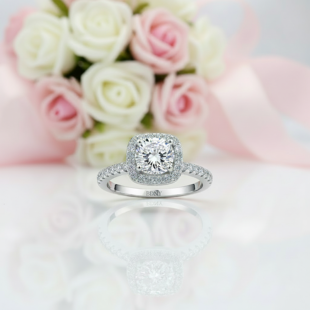 3.0 Ct Round Brilliant Diamond Option Halo Engagement Ring-Black Diamonds New York