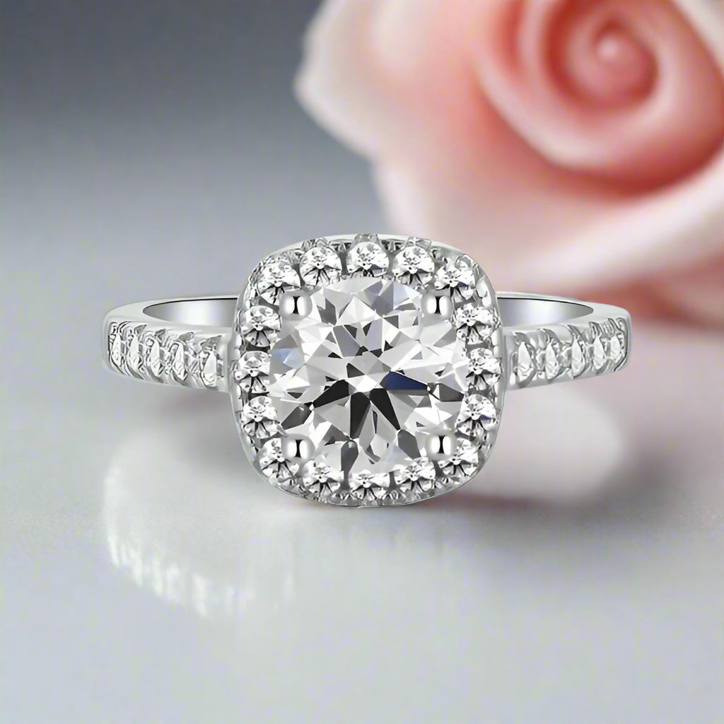 3.0 Ct Round Brilliant Diamond Halo Engagement Ring-Black Diamonds New York