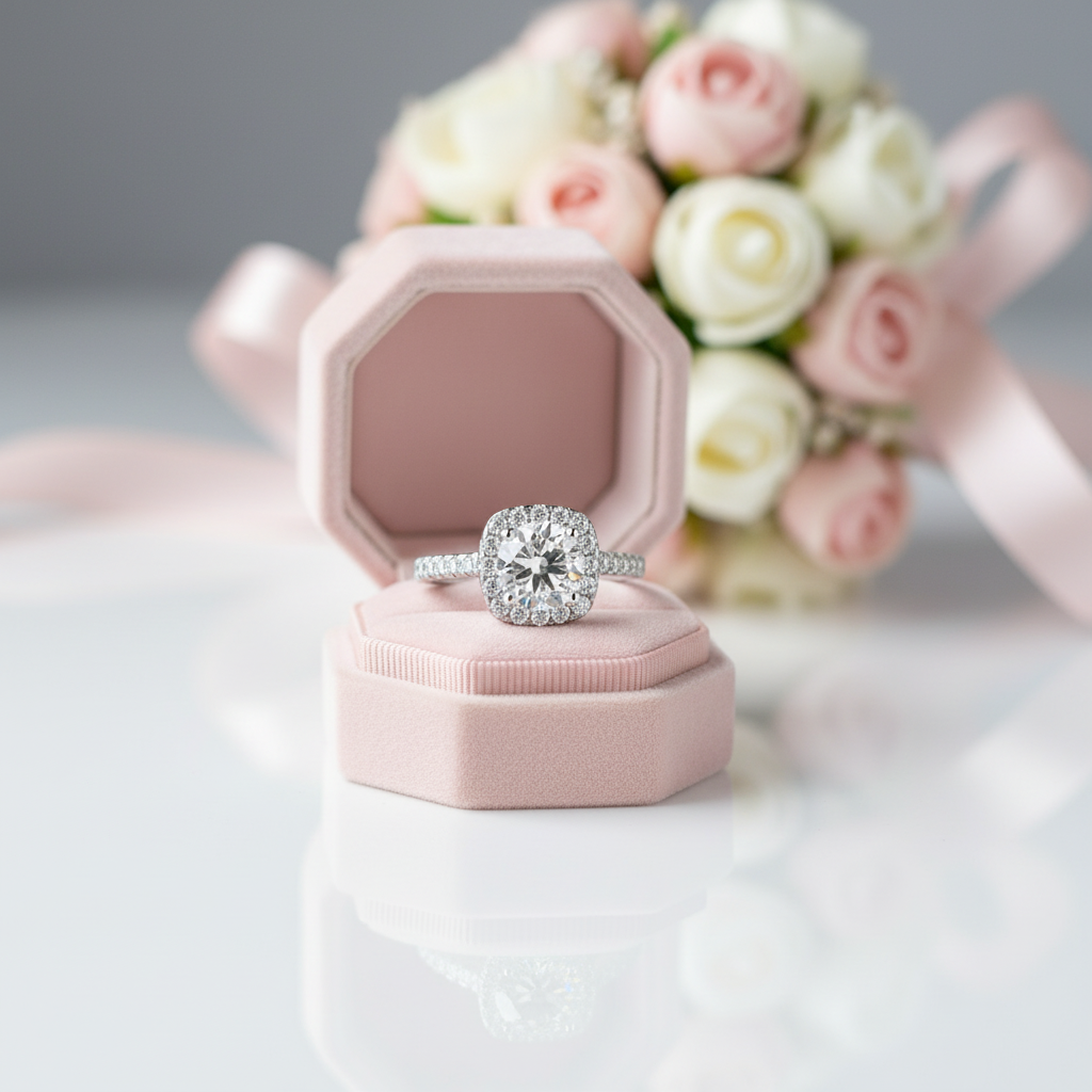 3.0 Ct Round Brilliant Diamond Halo Engagement Ring-Black Diamonds New York