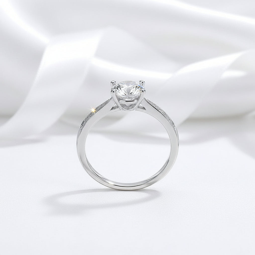 3.0 Ct Brilliant Round Cut Diamond Option Solitaire Engagement Ring-Black Diamonds New York