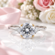 3.0 Ct Round Cut Crackling Diamond Option Engagement Ring-Black Diamonds New York