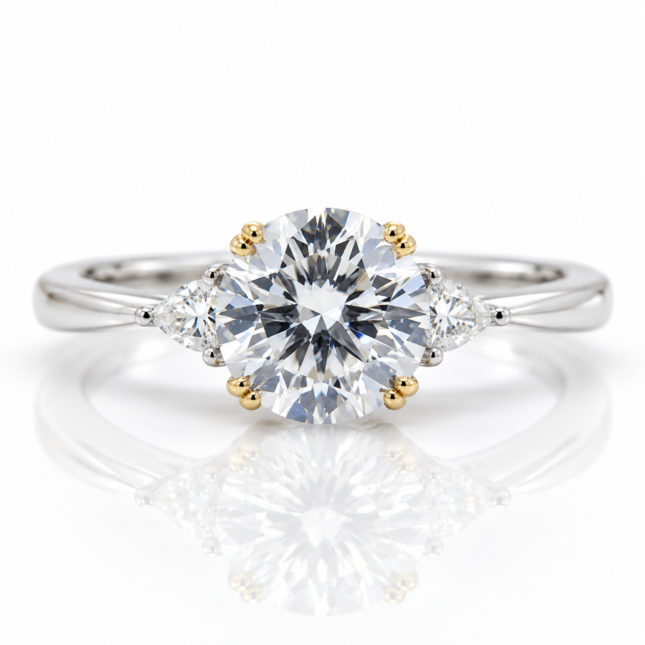 3.0 Ct Round Cut Crackling Diamond Option Engagement Ring-Black Diamonds New York