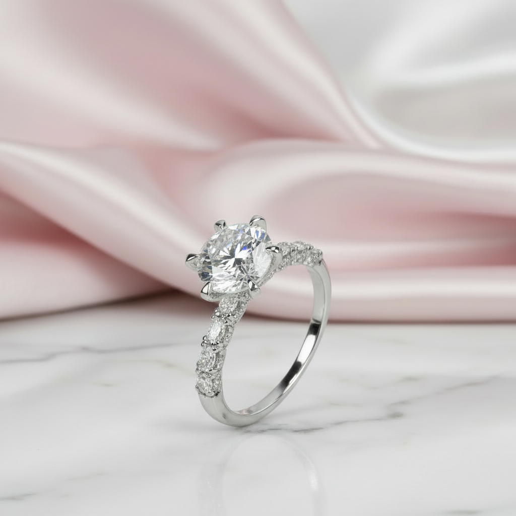 3.0 Ct Round Diamond Option Engagement Ring-Black Diamonds New York