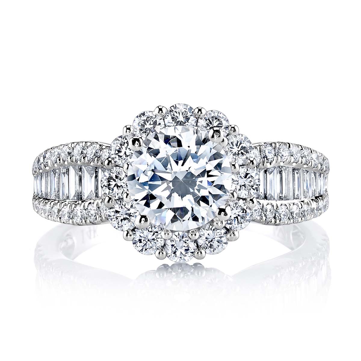 3.0 Ct Round Diamond Option Halo Engagement Ring-Black Diamonds New York