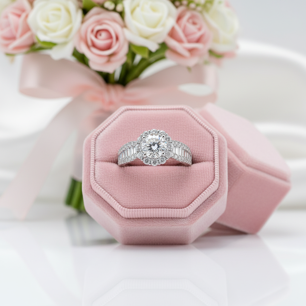 3.0 Ct Round Diamond Option Halo Engagement Ring-Black Diamonds New York