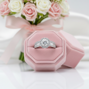 3.0 Ct Round Diamond Option Halo Engagement Ring-Black Diamonds New York