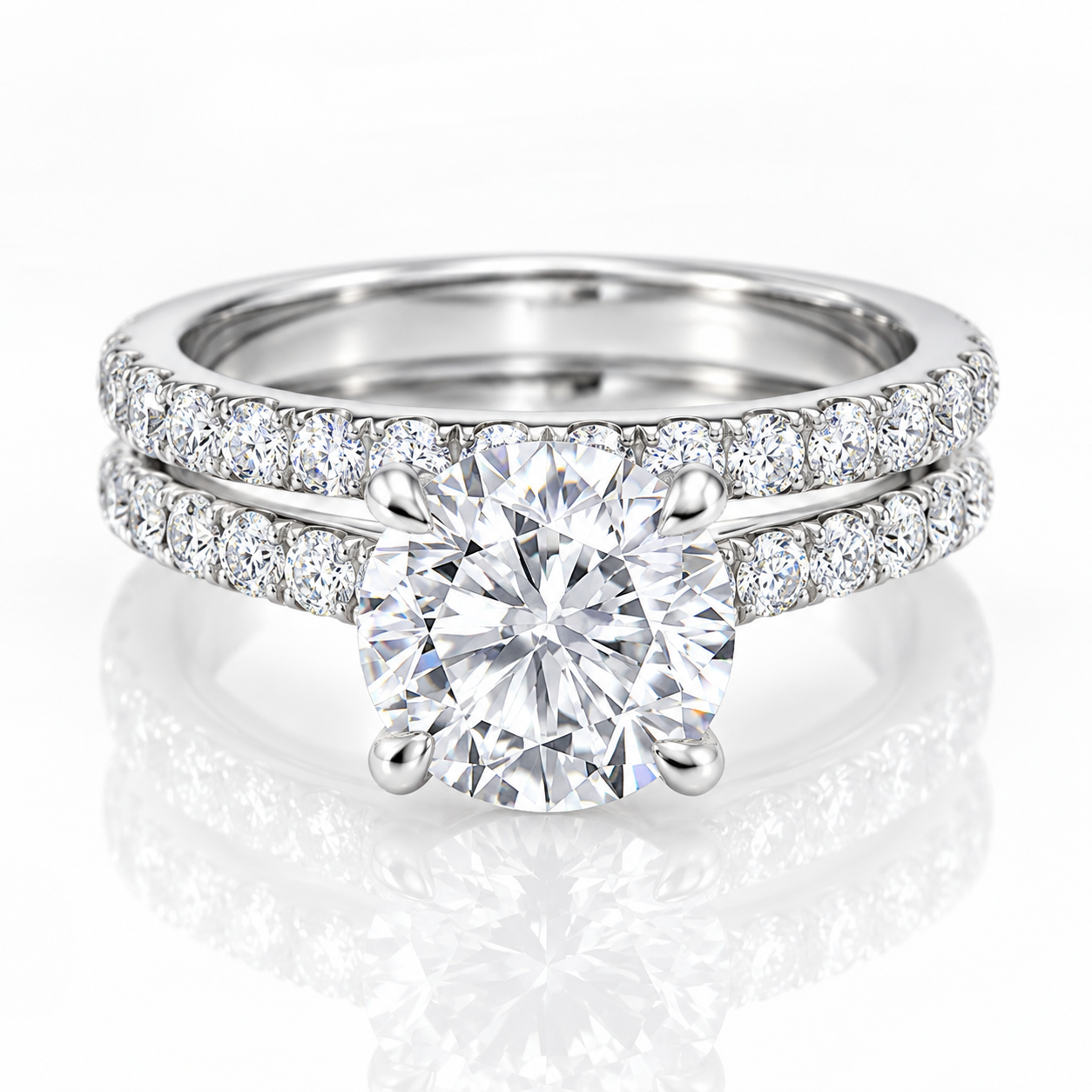 3.0 Ct Round Diamond Option Ring Set-Black Diamonds New York