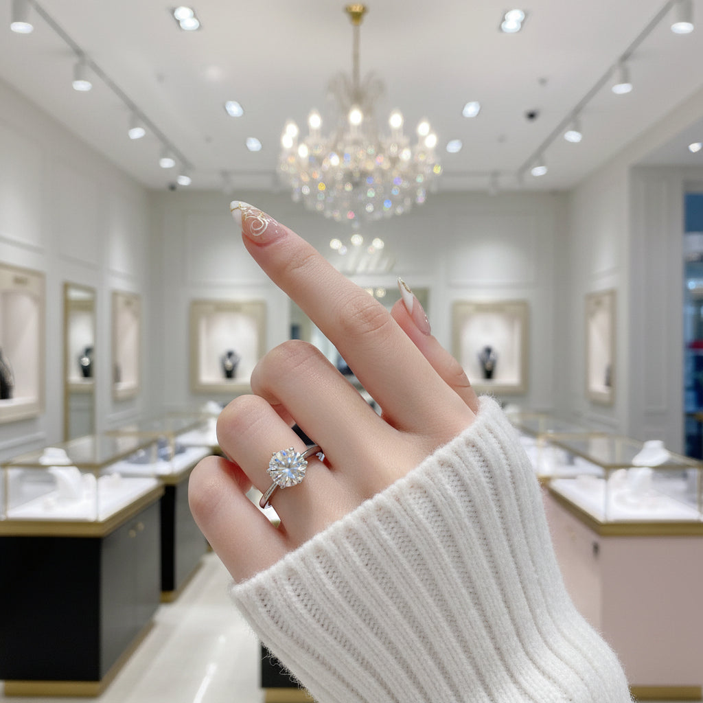 3.0 Ct Round Diamond Solitaire Engagement Ring-Black Diamonds New York