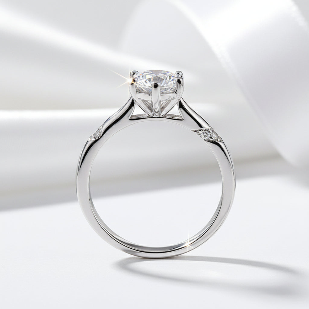 3.0 Ct Round Diamond Solitaire Engagement Ring-Black Diamonds New York