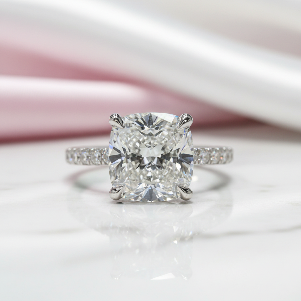 3.0ct Cushion Cut Diamond Engagement Ring-Black Diamonds New York