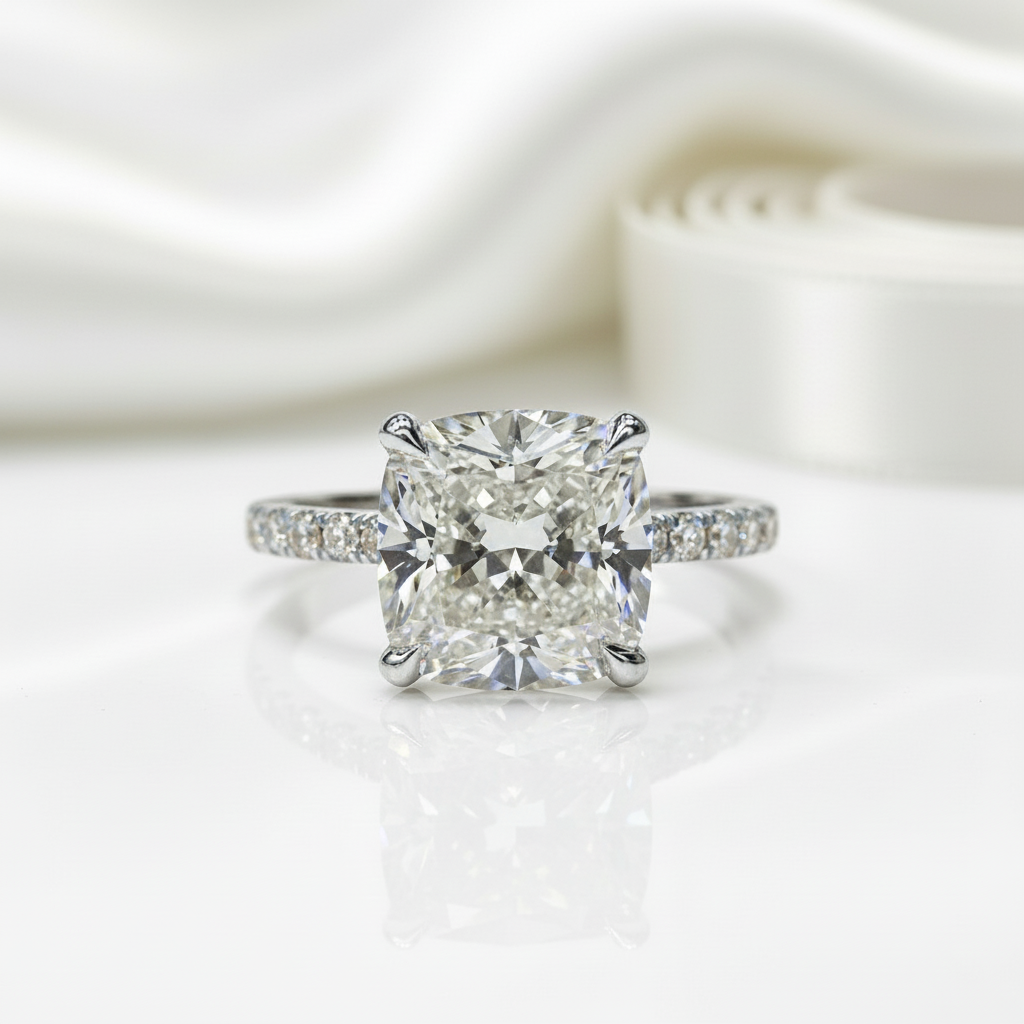 3.0ct Cushion Cut Diamond Engagement Ring-Black Diamonds New York