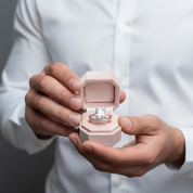 3.0ct Cushion Cut Rose Gold Clear Sapphire Wedding Ring Set-Black Diamonds New York