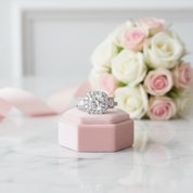 3.0ct Asscher Cut Three Stone Engagement Ring-Black Diamonds New York