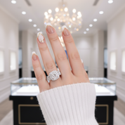 3.0ct Asscher Cut Three Stone Engagement Ring-Black Diamonds New York