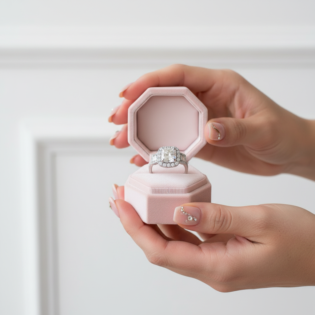 3.0ct Asscher Cut Three Stone Engagement Ring-Black Diamonds New York