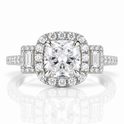 3.0ct Asscher Cut Three Stone Engagement Ring-Black Diamonds New York