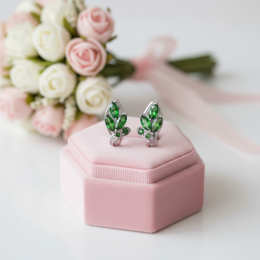 3.11 Ctw Chrome Diopside Gemstone Stud Earrings-Black Diamonds New York