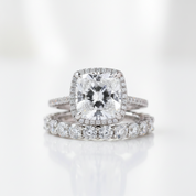3.2 Carat Cushion Cut Halo Wedding Set-Black Diamonds New York