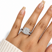 3.2 Carat Cushion Cut Halo Wedding Set