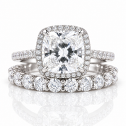 3.2 Carat Cushion Cut Halo Wedding Set-Black Diamonds New York