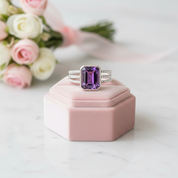 3.36Ct Amethyst Rope Band Engagement Ring-Black Diamonds New York
