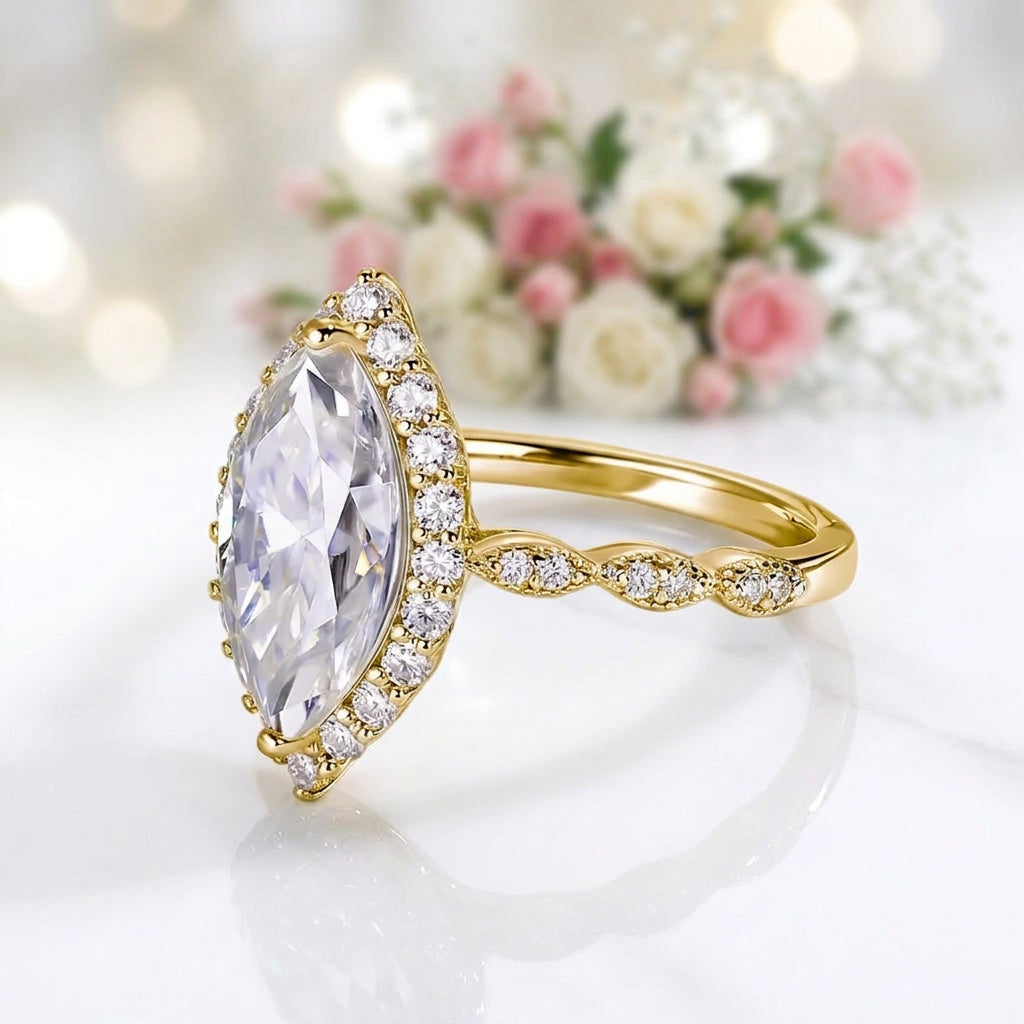 3.49 CT Marquise-Cut Diamond Option Engagement Ring-Black Diamonds New York