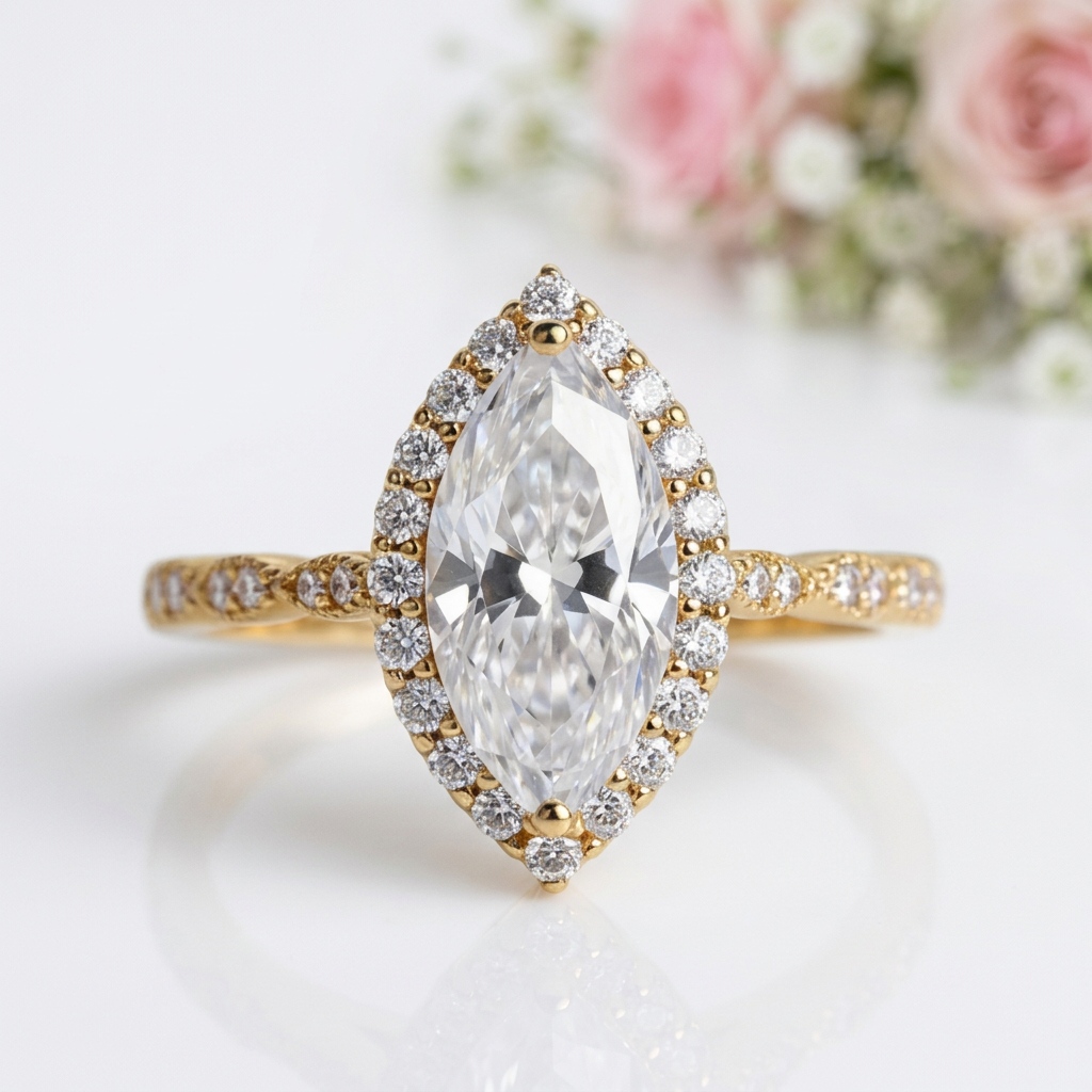 3.49 CT Marquise-Cut Diamond Option Engagement Ring-Black Diamonds New York