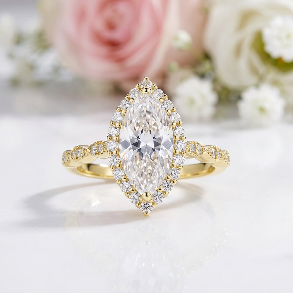 3.49 CT Marquise-Cut Diamond Option Engagement Ring-Black Diamonds New York