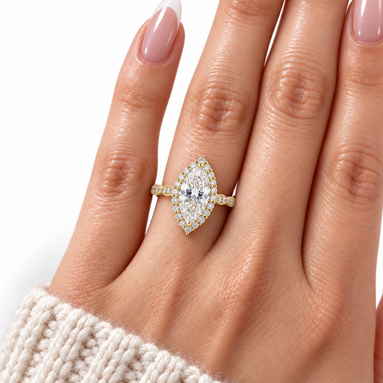 3.49 CT Marquise-Cut Diamond Option Engagement Ring-Black Diamonds New York
