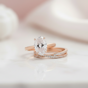 3.5 Carat Oval Cut Yellow Gold Wedding Ring Set-Black Diamonds New York