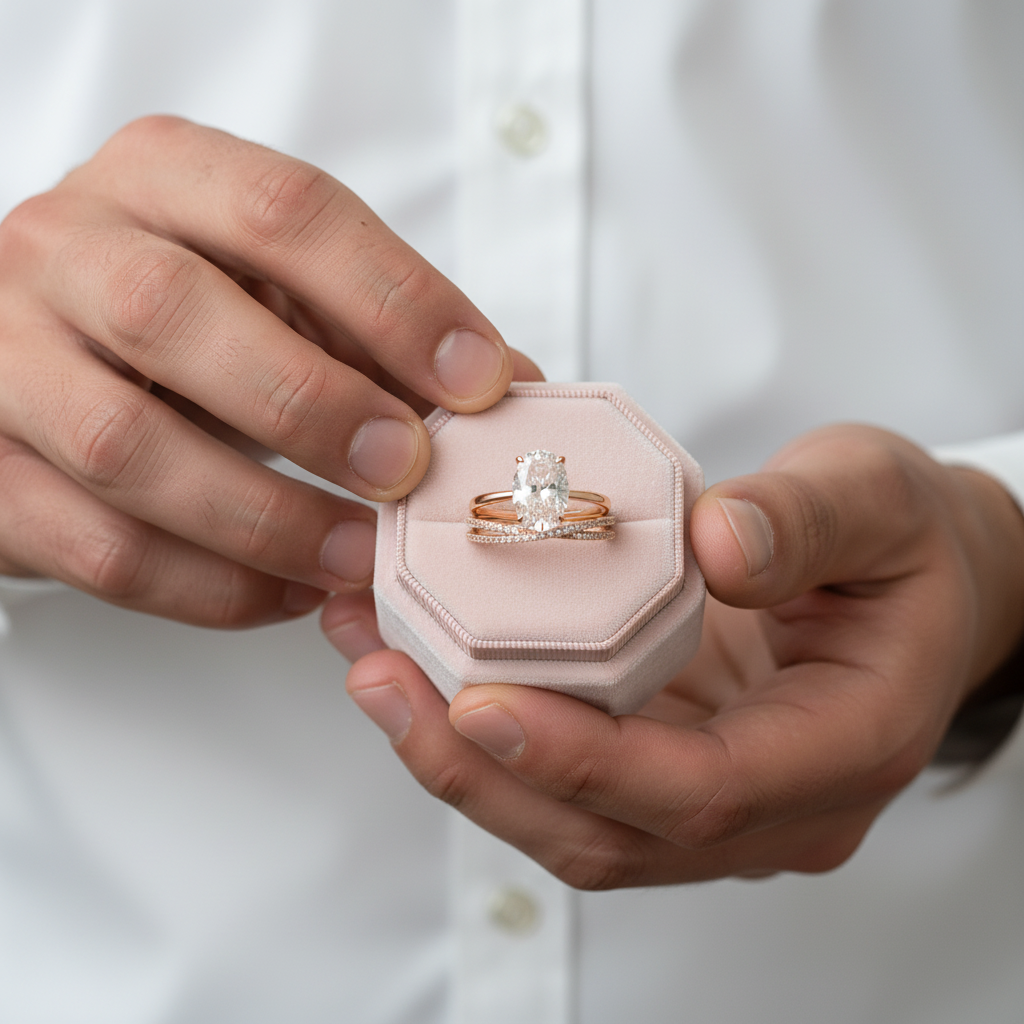 3.5 Carat Oval Cut Yellow Gold Wedding Ring Set-Black Diamonds New York