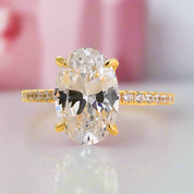 3.5 Carat Classic Oval Cut Yellow Gold Wedding Ring Set-Black Diamonds New York