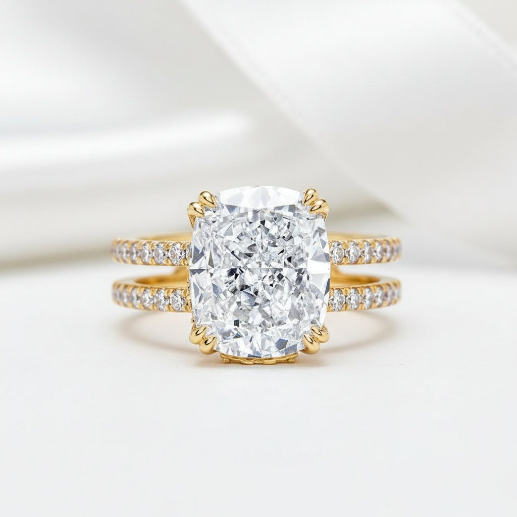 3.5 Carat Cushion Cut Engagement Ring-Black Diamonds New York