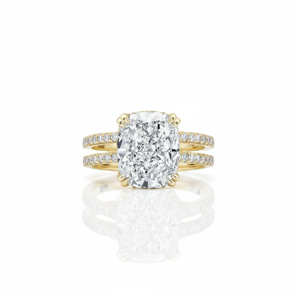 3.5 Carat Cushion Cut Engagement Ring-Black Diamonds New York