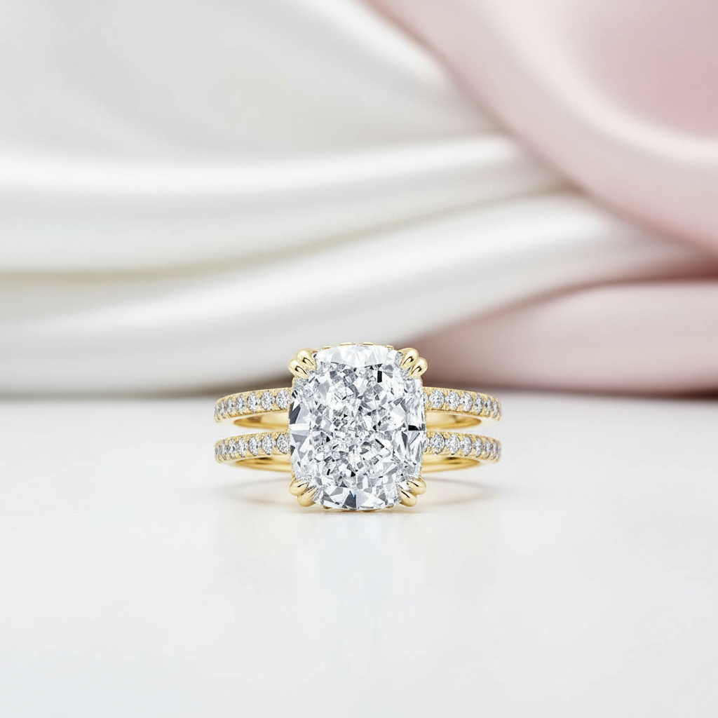 3.5 Carat Cushion Cut Engagement Ring-Black Diamonds New York