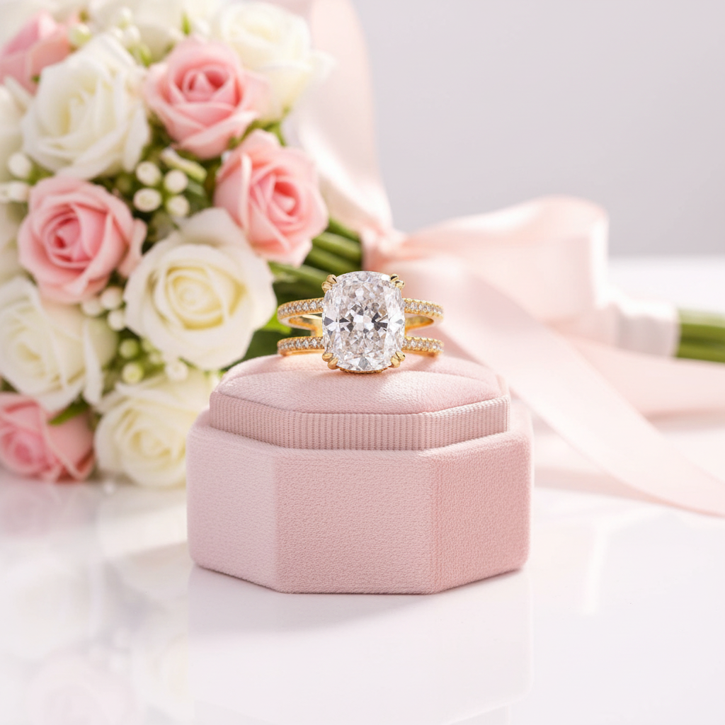 3.5 Carat Cushion Cut Engagement Ring-Black Diamonds New York