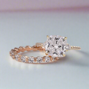 3.5 Carat Cushion Cut Women's Wedding Ring Set-Black Diamonds New York