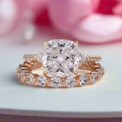 3.5 Carat Cushion Cut Women's Wedding Ring Set-Black Diamonds New York