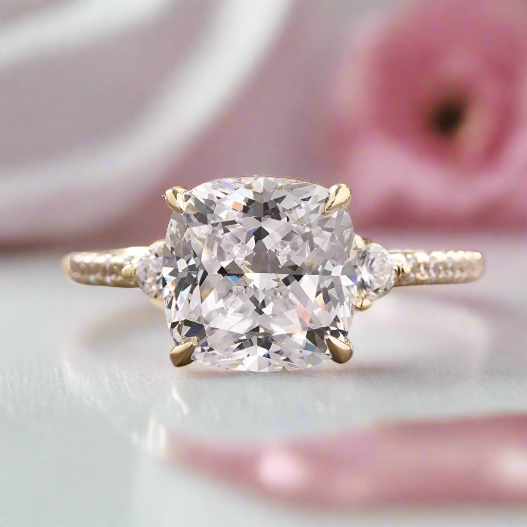 3.5 Carat Cushion Cut Women's Wedding Ring Set-Black Diamonds New York