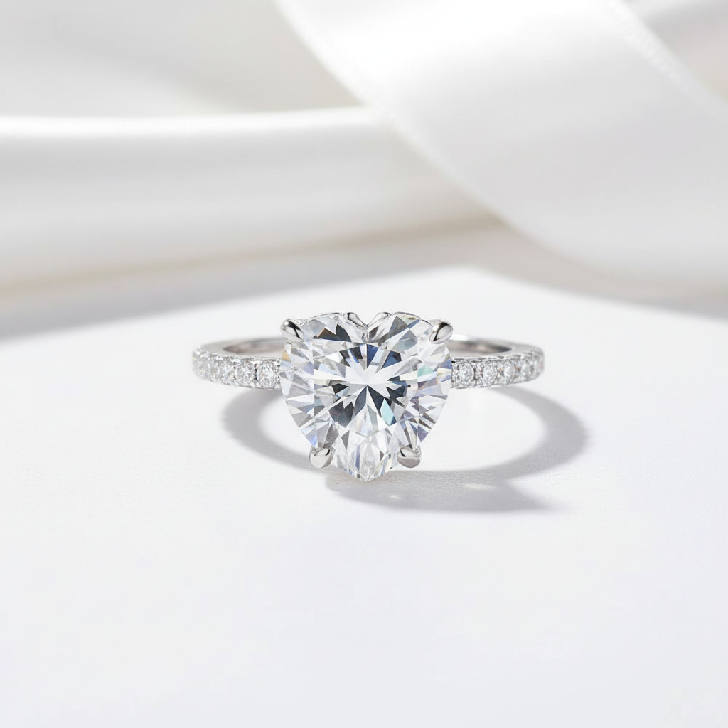 3.5 Ct Heart Cut Diamond Option Engagement Ring-Black Diamonds New York