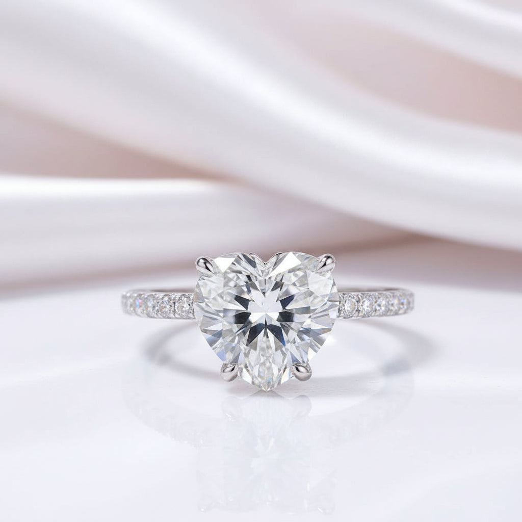 3.5 Ct Heart Cut Diamond Option Engagement Ring-Black Diamonds New York