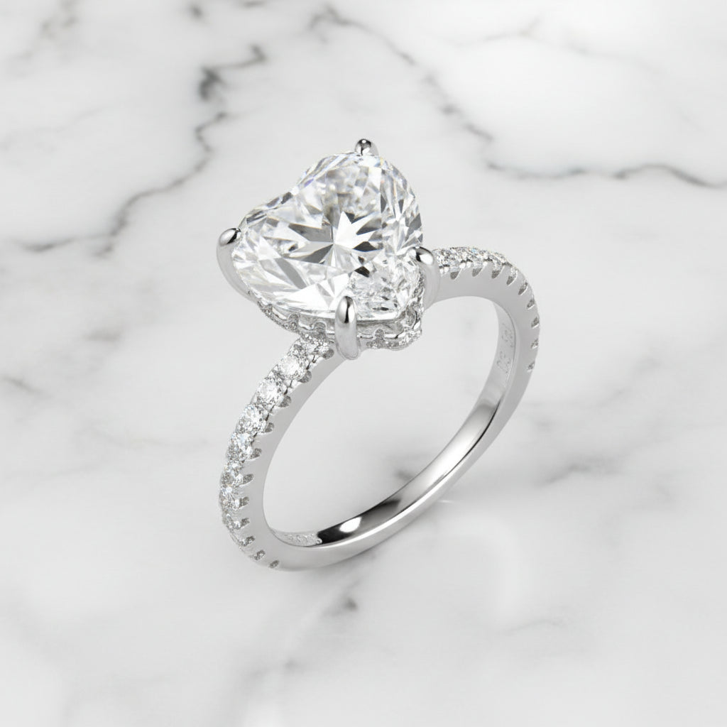 3.5 Ct Heart Cut Diamond Option Engagement Ring-Black Diamonds New York