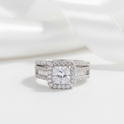 3.5 Ctw Princess Cut Diamond Wedding Ring Set-Black Diamonds New York