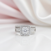 3.5 Ctw Princess Cut Diamond Wedding Ring Set-Black Diamonds New York