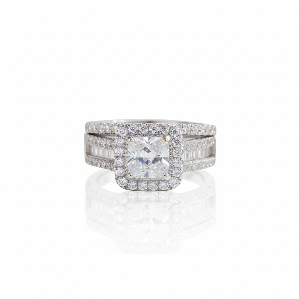3.5 Ctw Princess Cut Diamond Option Wedding Ring Set-Black Diamonds New York