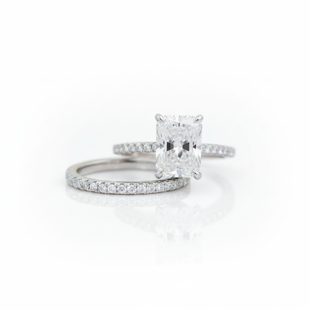 3.5ct Diamond Option Radiant Cut Wedding Ring Set-Black Diamonds New York