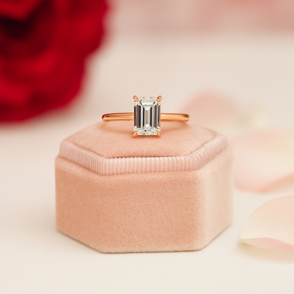 3.5ct Emerald Cut Solitaire Engagement Ring-Black Diamonds New York