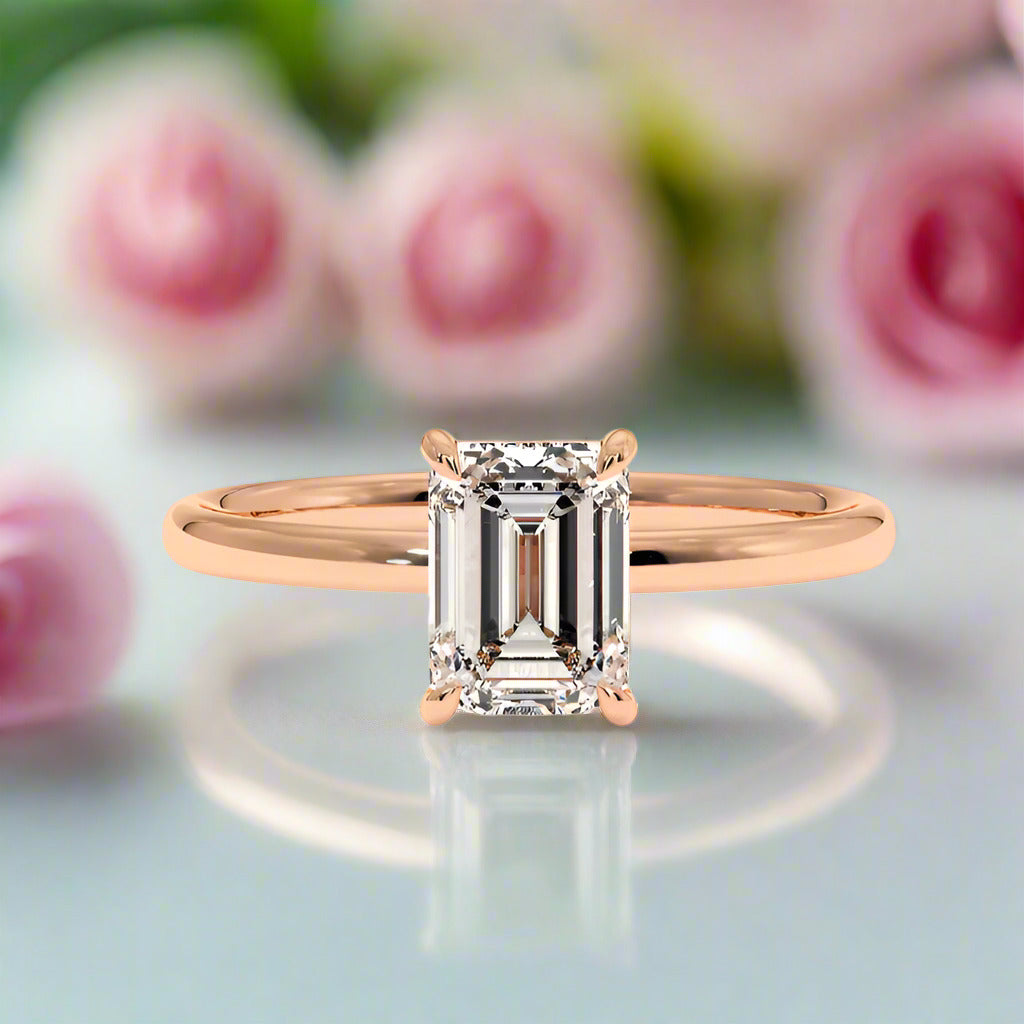 3.5ct Emerald Cut Solitaire Engagement Ring-Black Diamonds New York